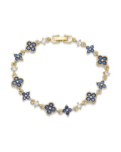 MIRAEE-UNIFORM-2026 | CÉLESTE – Kleeblatt-Armband mit funkelndem Zirkonia – Blau – freigestellte Produktansicht auf weißem Hintergrund