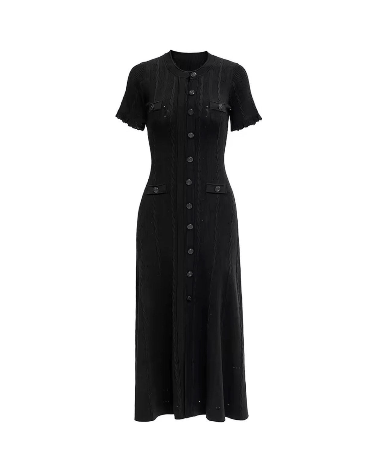 MIRAEE-UNIFORM-2026 | CLARA – Elegantes Damenkleid für jeden Anlass – Schwarz – freigestellte Produktansicht auf weißem Hintergrund