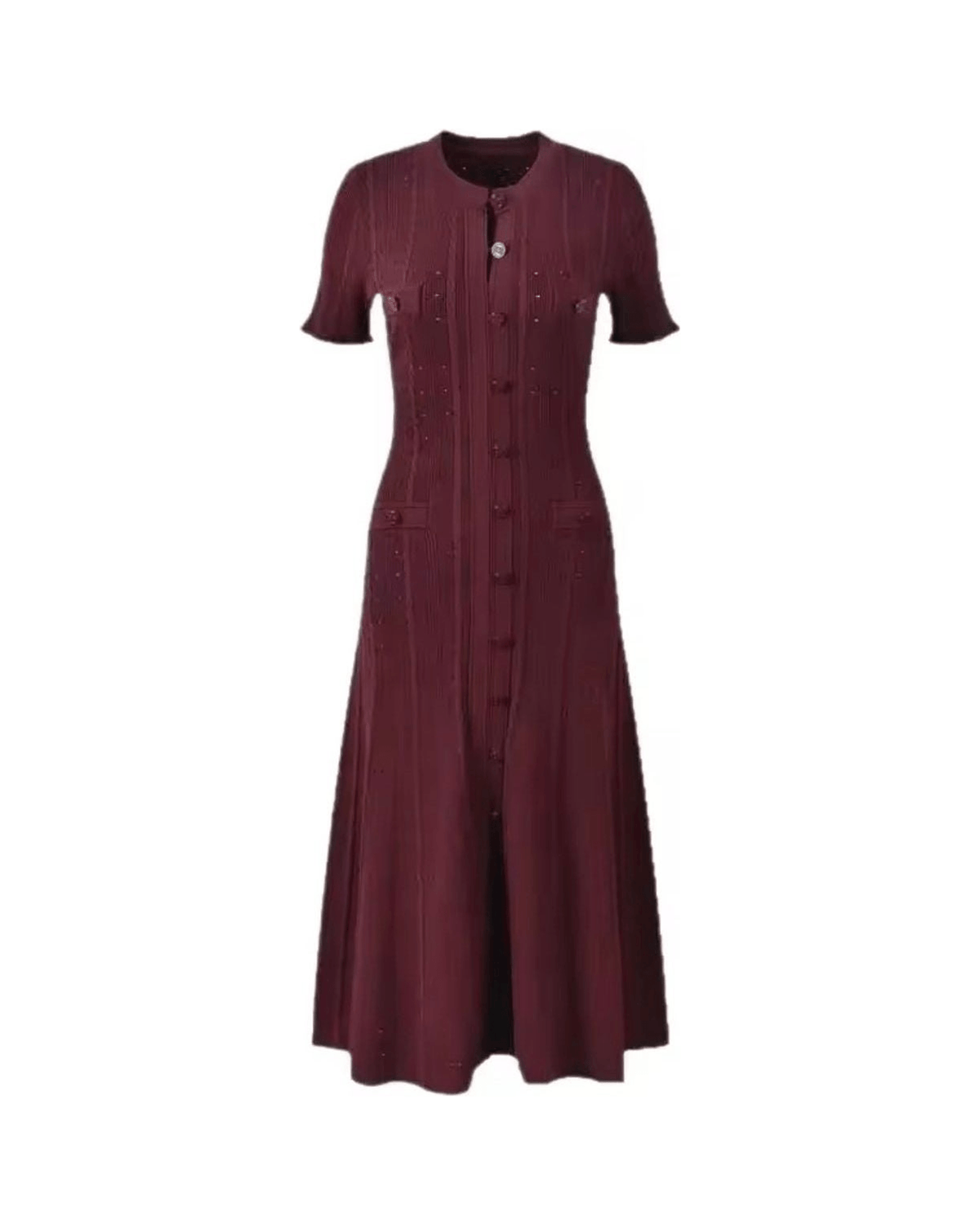 MIRAEE-UNIFORM-2026 | CLARA – Elegantes Damenkleid für jeden Anlass – Weinrot – freigestellte Produktansicht auf weißem Hintergrund
