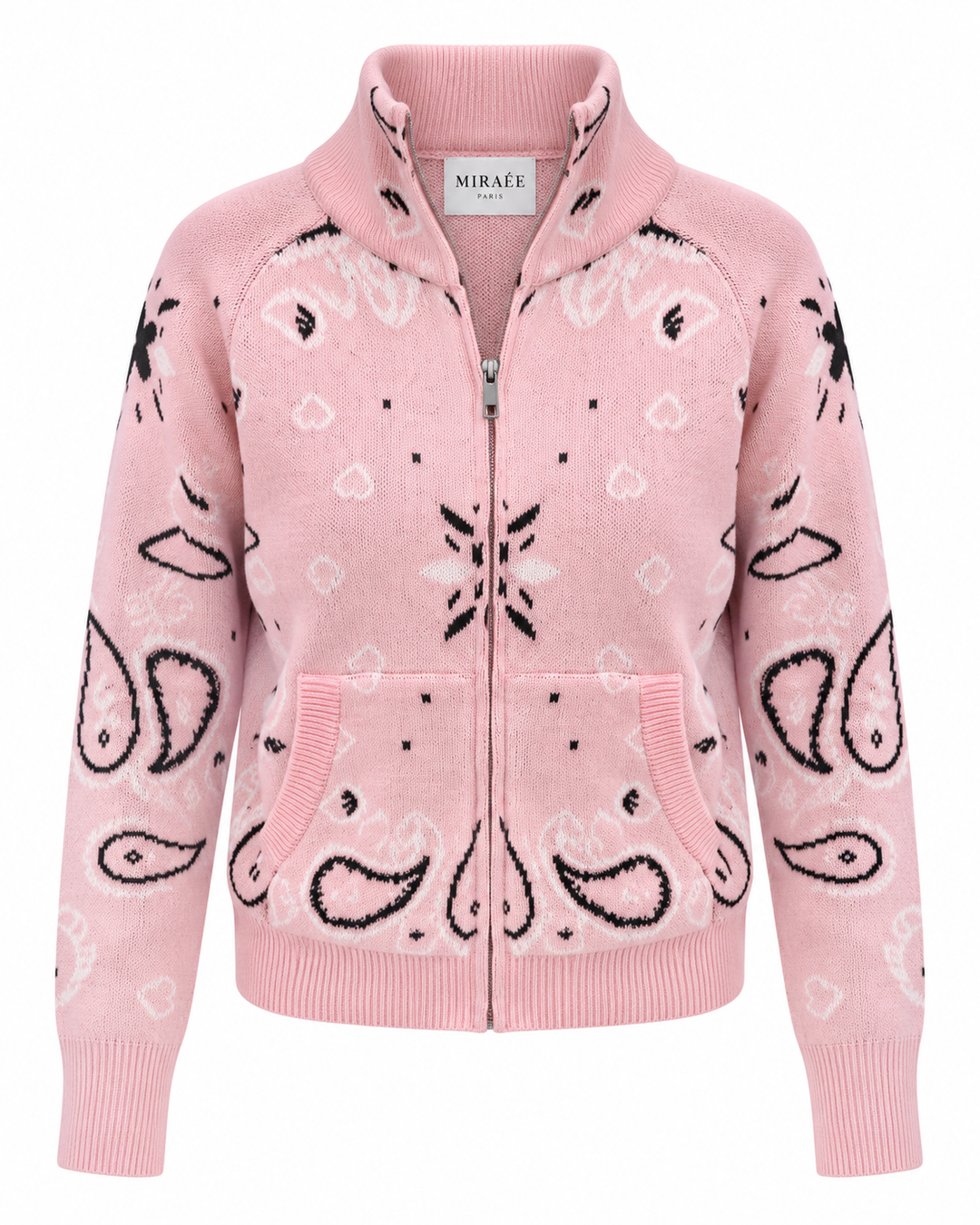 COLETTE Jacquard-Strickcardigan Rosa – Freisteller mit MIRAÉE PARIS Innenlabel