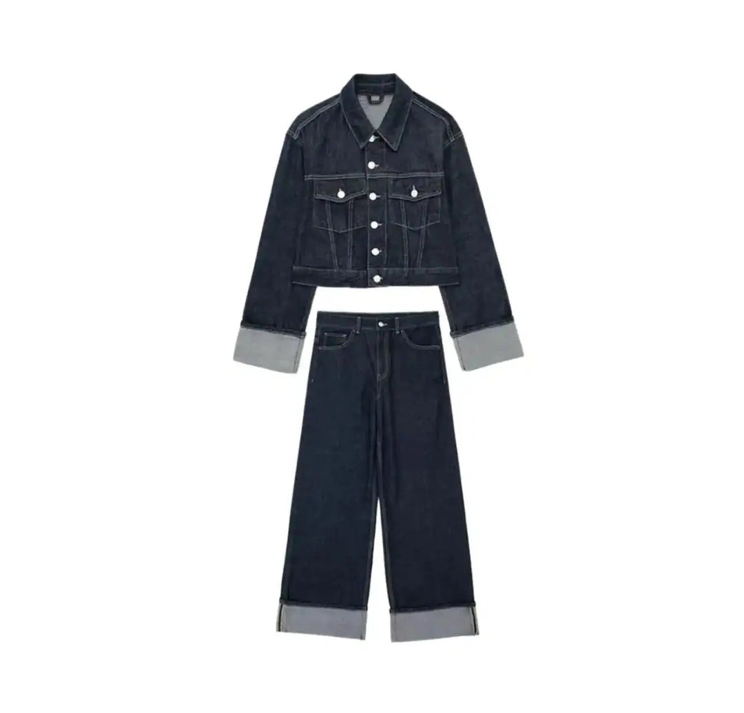 Denim Co - Ord Set – Jeansjacke & High - Waist Jeans - Miraee Paris
