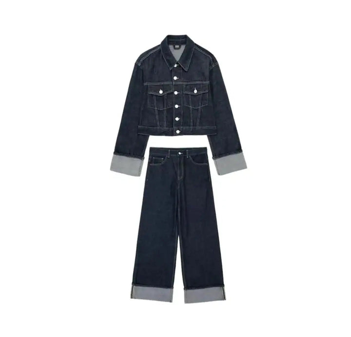 Denim Co - Ord Set – Jeansjacke & High - Waist Jeans - Miraee Paris