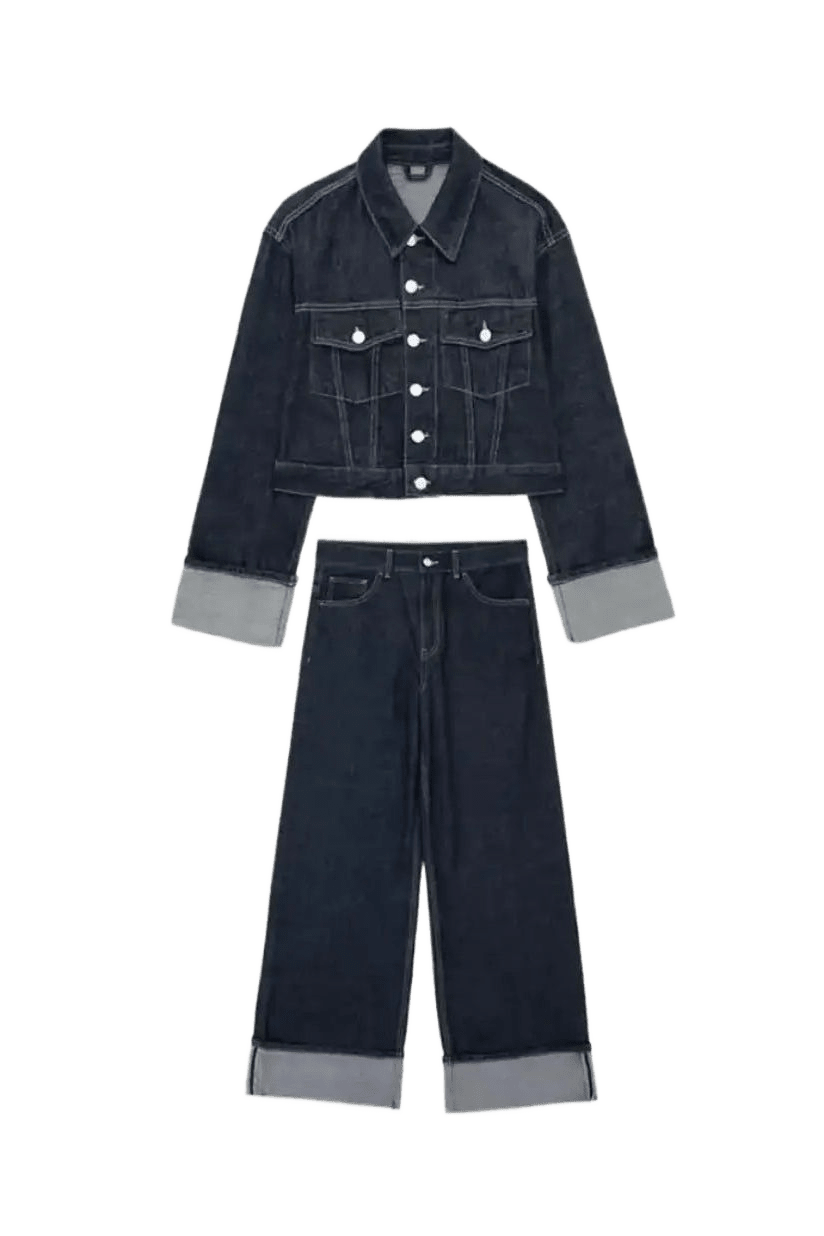 Denim Co - Ord Set – Jeansjacke & High - Waist Jeans - Miraee Paris