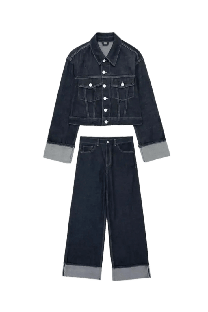 Denim Co - Ord Set – Jeansjacke & High - Waist Jeans - Miraee Paris