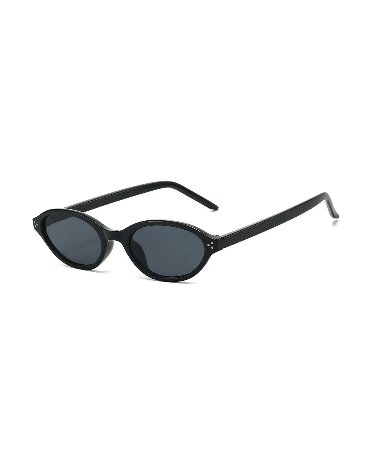 MIRAEE-UNIFORM-2026 | ÉCLIPSE Oval Sunglasses – Retro UV400 Sonnenbrille – Schwarz – freigestellte Produktansicht auf weißem Hintergrund