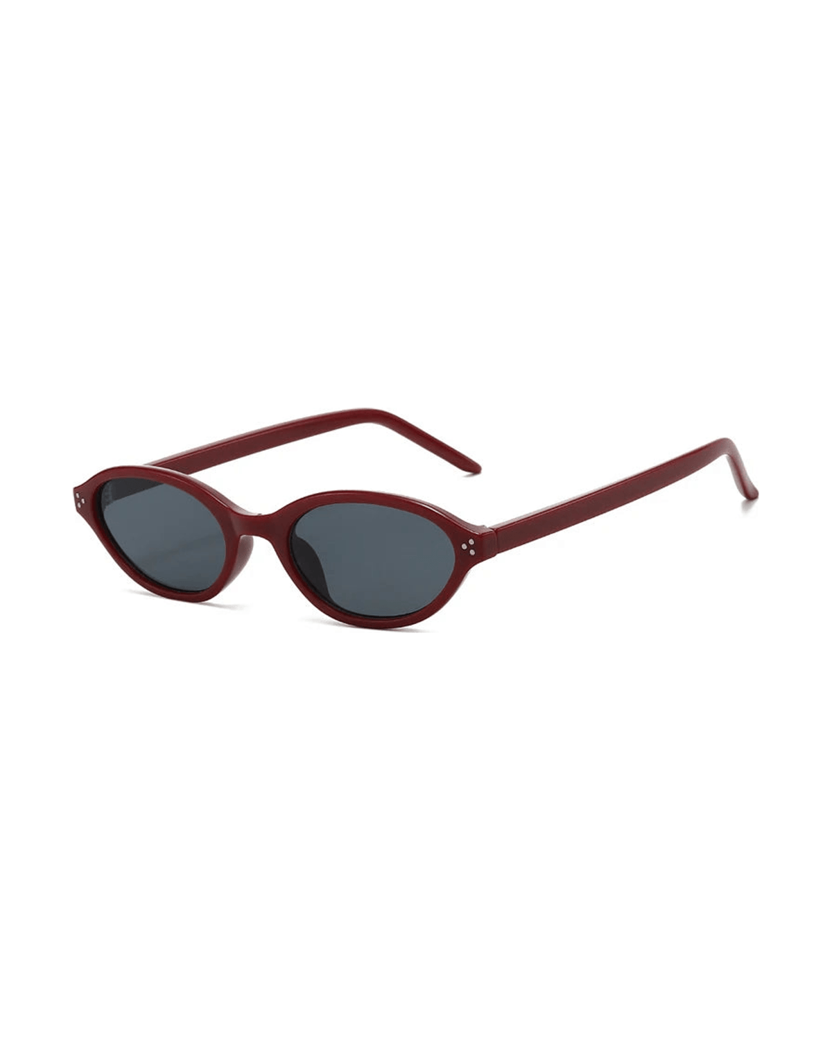 MIRAEE-UNIFORM-2026 | ÉCLIPSE Oval Sunglasses – Retro UV400 Sonnenbrille – Rot – freigestellte Produktansicht auf weißem Hintergrund