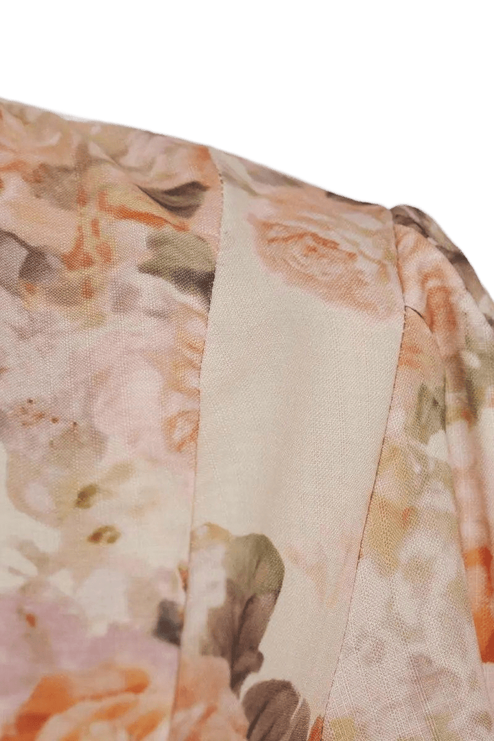 Elegantes Maxikleid mit floralem Print und Puffärmeln - Miraee Paris