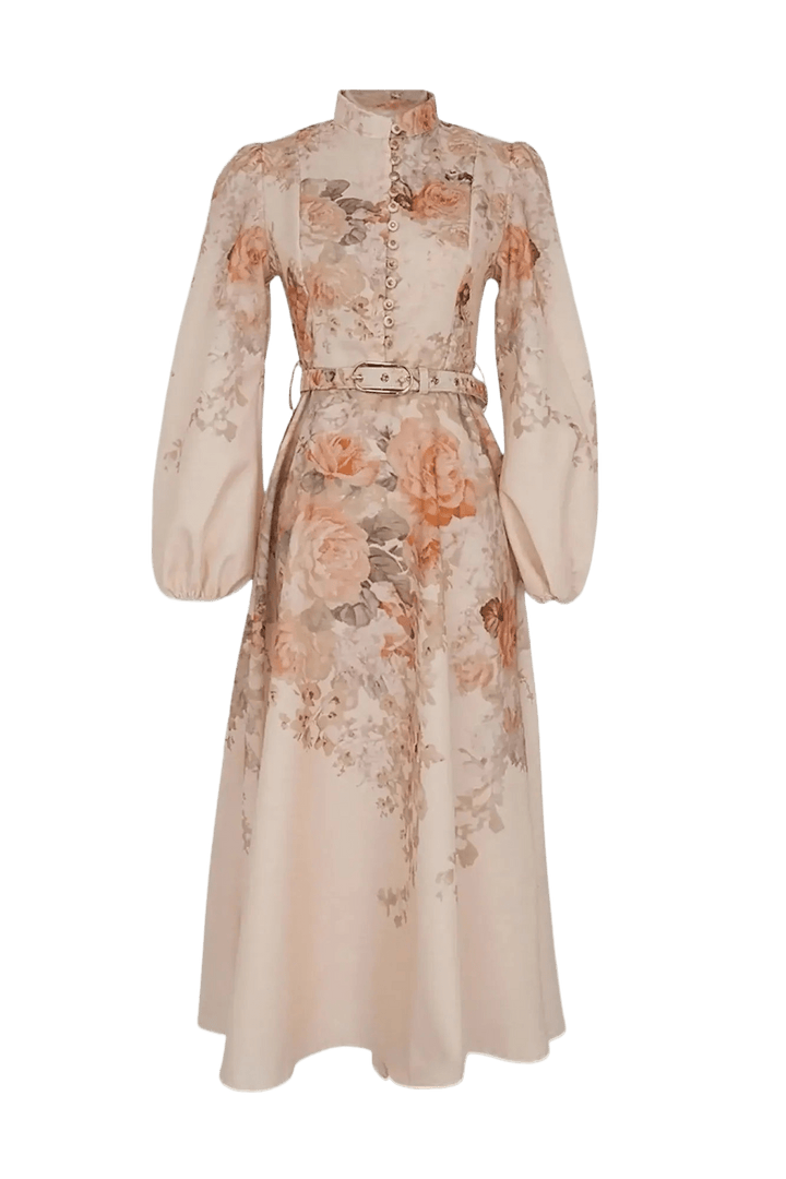Elegantes Maxikleid mit floralem Print und Puffärmeln - Miraee Paris