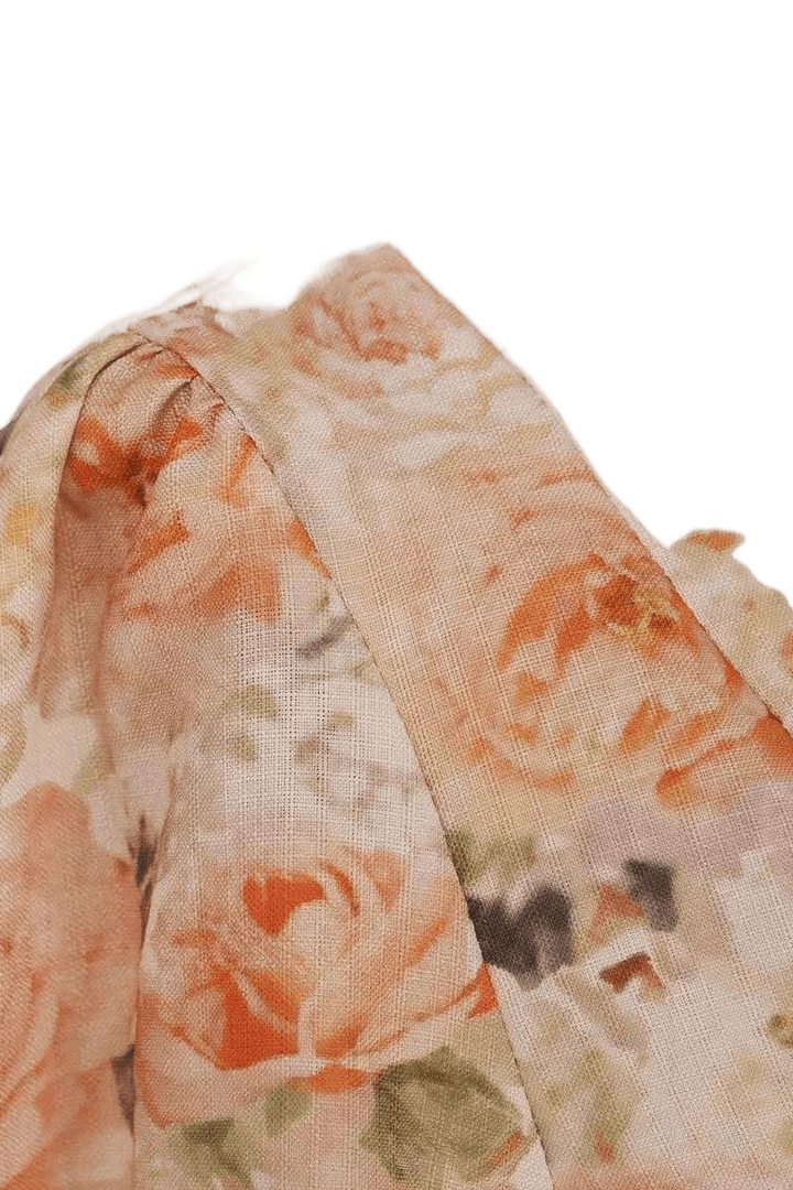 Elegantes Maxikleid mit floralem Print und Puffärmeln - Miraee Paris