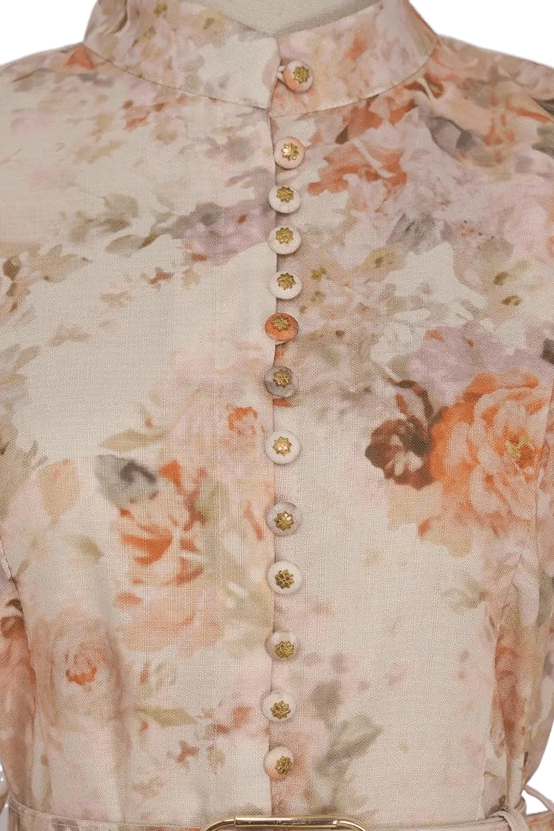Elegantes Maxikleid mit floralem Print und Puffärmeln - Miraee Paris
