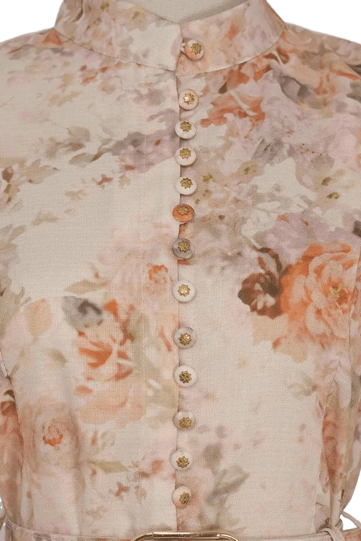 Elegantes Maxikleid mit floralem Print und Puffärmeln - Miraee Paris