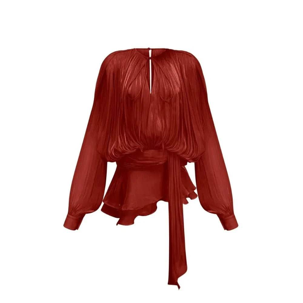 Elegantes Plissee-Kleid mit Gürtel – Chiffon Look für Damen - Miraee Paris