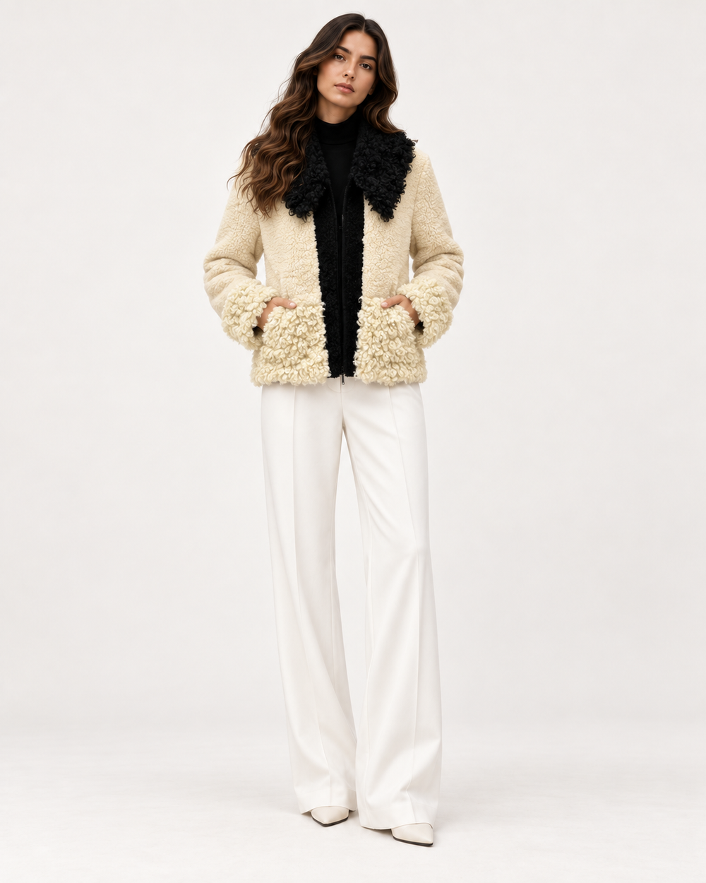 ÉLISE Jacke in Weiß – Modelansicht vorne