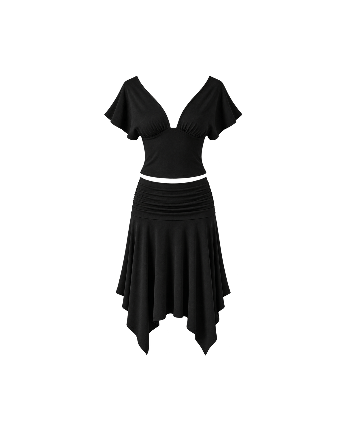 MIRAEE-UNIFORM-2026 | Élodie Summer Set – Schwarz – freigestellte Produktansicht auf weißem Hintergrund