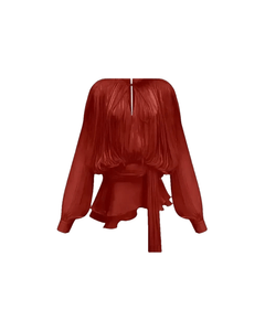 MIRAEE-UNIFORM-2026 | ÉLOÏSE – Elegantes Plissee-Kleid fließend – Red – freigestellte Produktansicht auf weißem Hintergrund