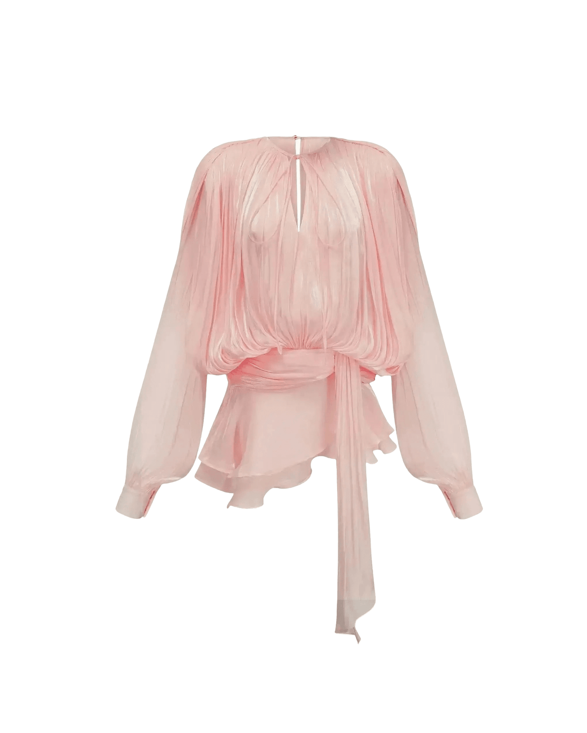 MIRAEE-UNIFORM-2026 | ÉLOÏSE – Elegantes Plissee-Kleid fließend – Lachs – freigestellte Produktansicht auf weißem Hintergrund