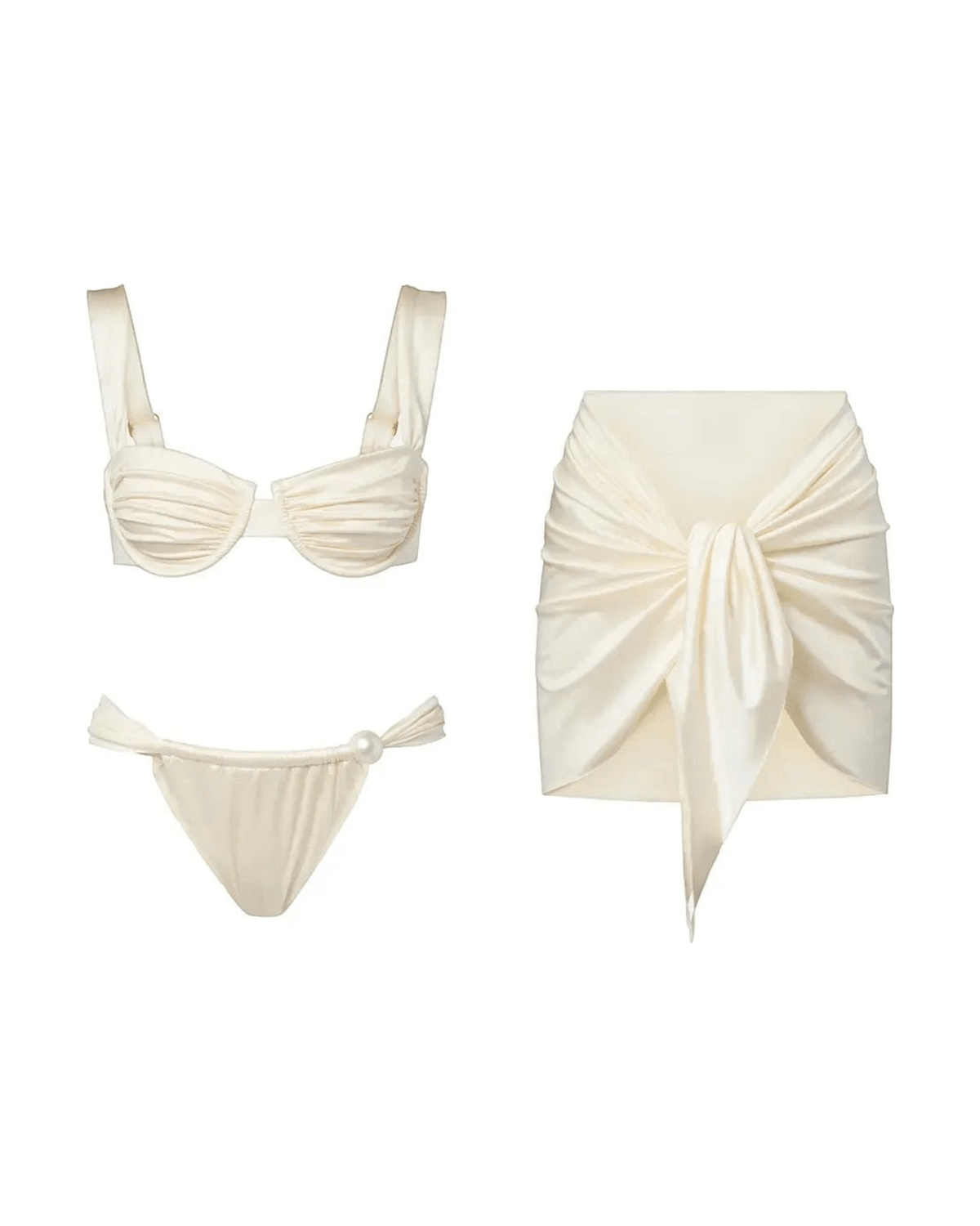 MIRAEE-UNIFORM-2026 | EMMA PEARL – Elegantes Bikini-Set mit Rock – Set – freigestellte Produktansicht auf weißem Hintergrund