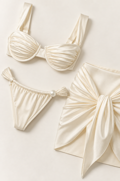 EMMA PEARL Bikini-Set mit Rock – Material- und Perlendetail