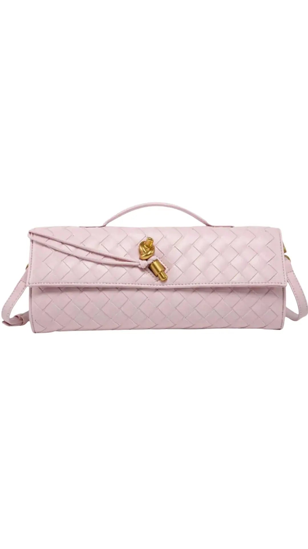 Handwoven Leather Clutch with Gold - Tone Detail - Miraee Paris