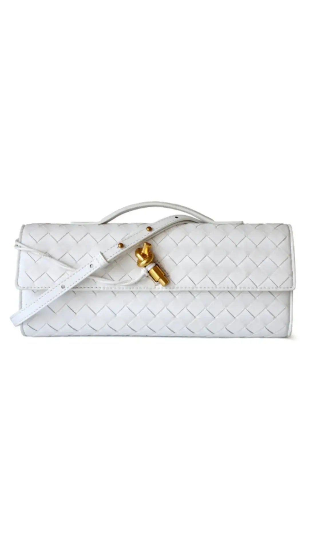 Handwoven Leather Clutch with Gold - Tone Detail - Miraee Paris