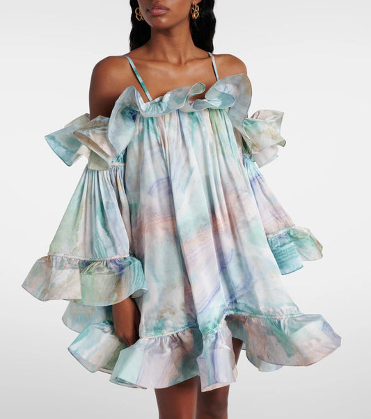 Iridescent Garden – Rüschenkleid im Aquarell-Look - Miraee Paris 