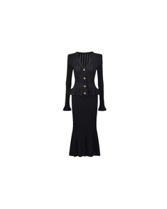 MIRAEE-UNIFORM-2026 | Isabella – Elegantes Damen Kleid für Alltag & besondere Anlässe – Schwarz – freigestellte Produktansicht auf weißem Hintergrund