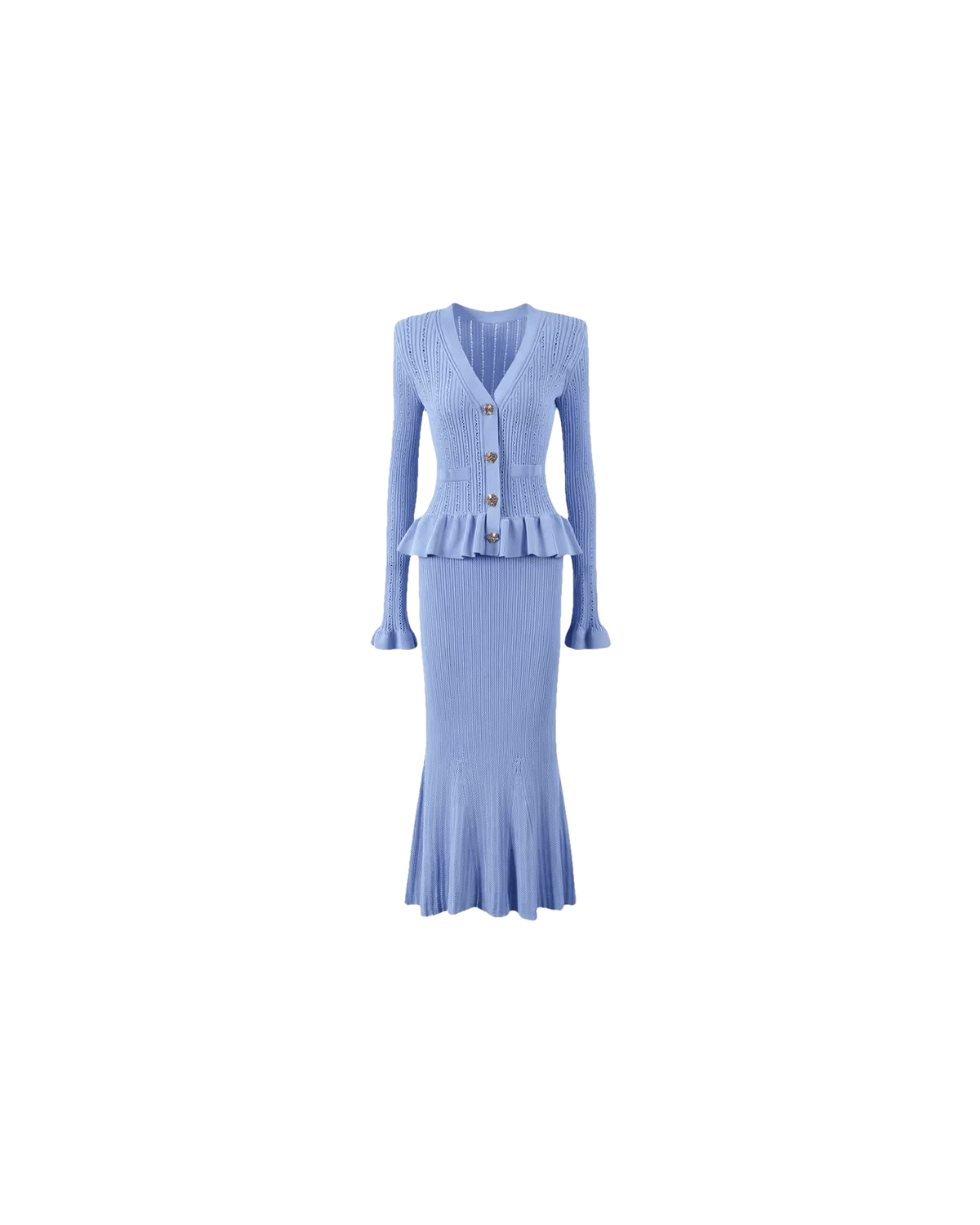MIRAEE-UNIFORM-2026 | Isabella – Elegantes Damen Kleid für Alltag & besondere Anlässe – Blau – freigestellte Produktansicht auf weißem Hintergrund