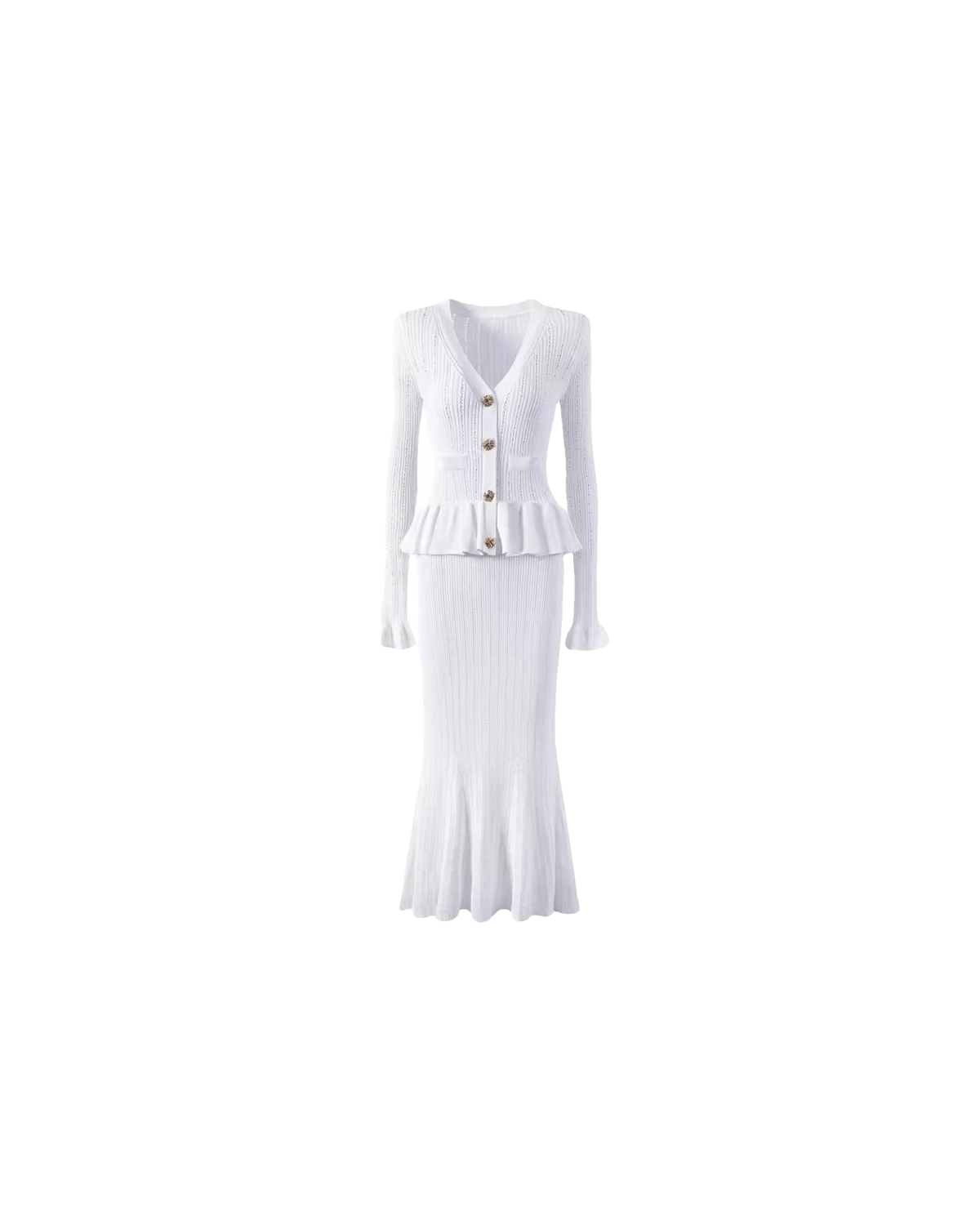 MIRAEE-UNIFORM-2026 | Isabella – Elegantes Damen Kleid für Alltag & besondere Anlässe – Weiß – freigestellte Produktansicht auf weißem Hintergrund