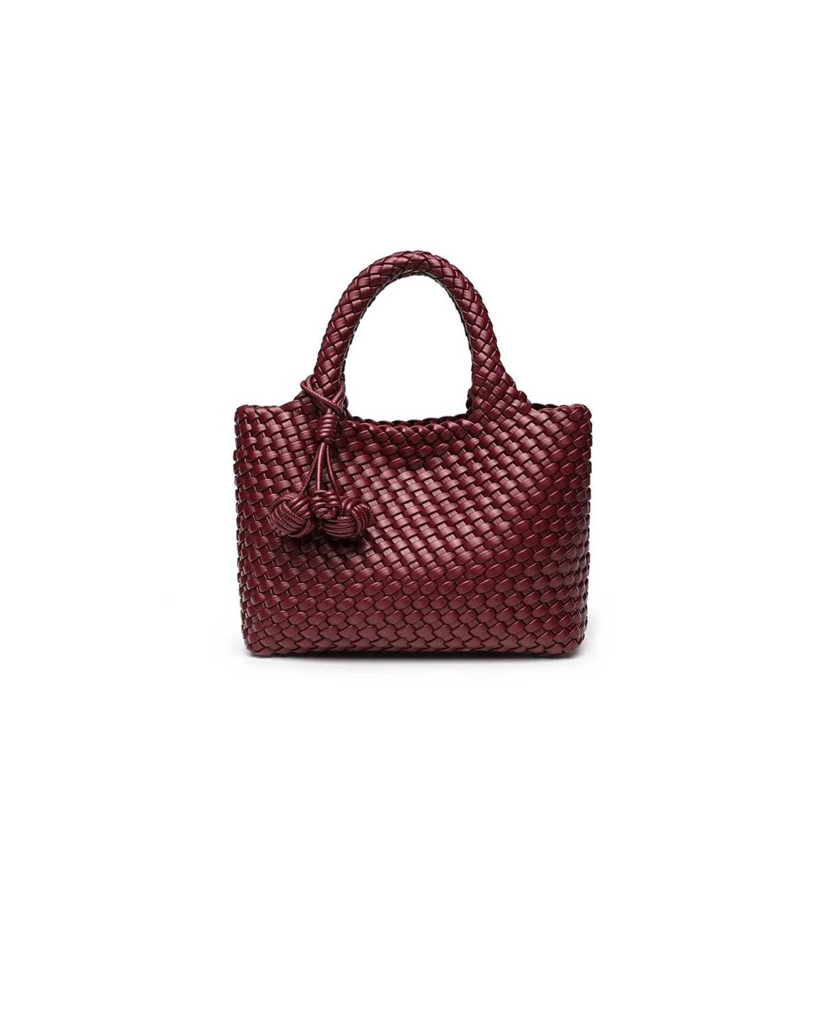MIRAEE-UNIFORM-2026 | ISADORA – Handgewebte Crossbody Bag aus weichem PU-Leder – braun – freigestellte Produktansicht auf weißem Hintergrund