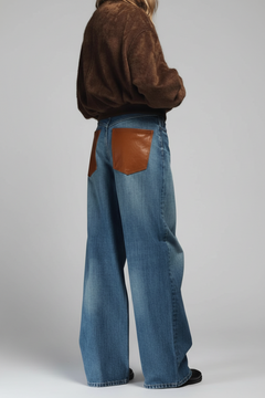 JESSE – Vintage Baggy Jeans mit PU-Leder Patchwork - MIRAÉE PARIS