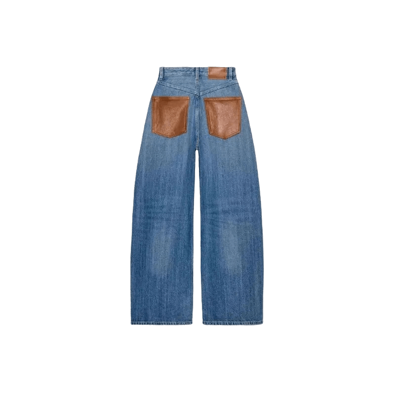 JESSE – Vintage Baggy Jeans mit PU-Leder Patchwork - ZAYVI