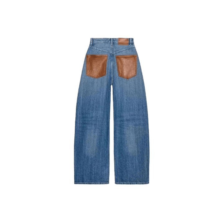 JESSE – Vintage Baggy Jeans mit PU-Leder Patchwork - ZAYVI