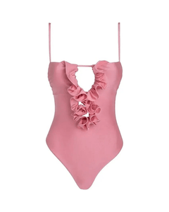 MIRAEE-UNIFORM-2026 | LARA – Sexy One-Piece Badeanzug mit Cover-Up – Rosa – freigestellte Produktansicht auf weißem Hintergrund