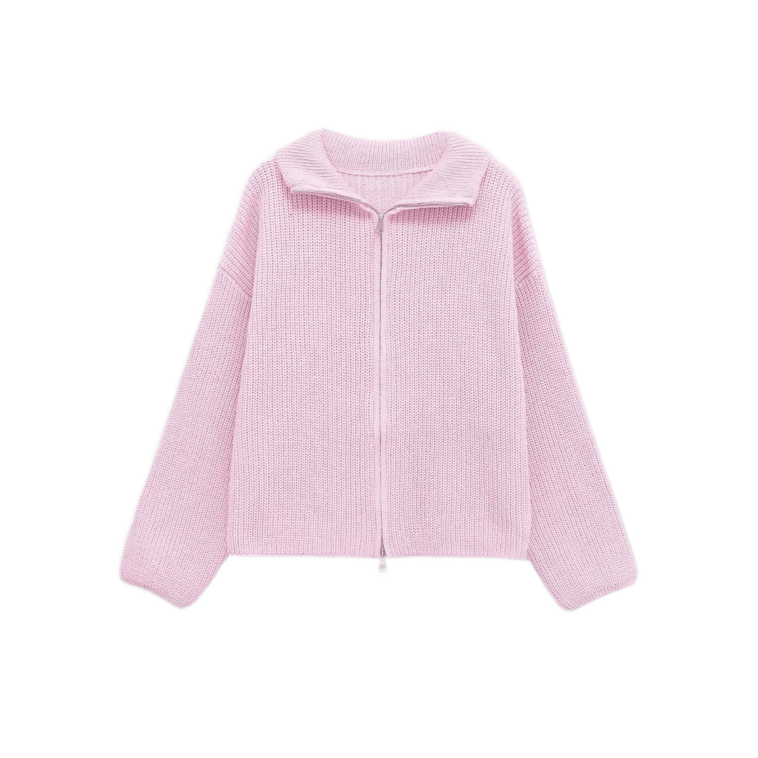 LENA – Oversized Knit-Mantel | Doppelkette & Streifen - ZAYVI