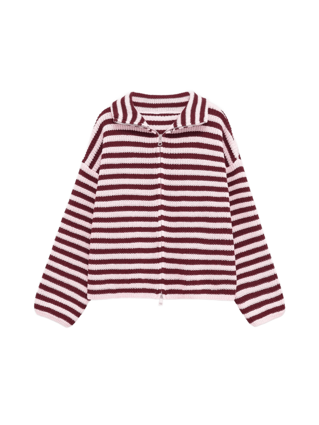 LENA – Oversized Knit-Mantel | Doppelkette & Streifen - ZAYVI