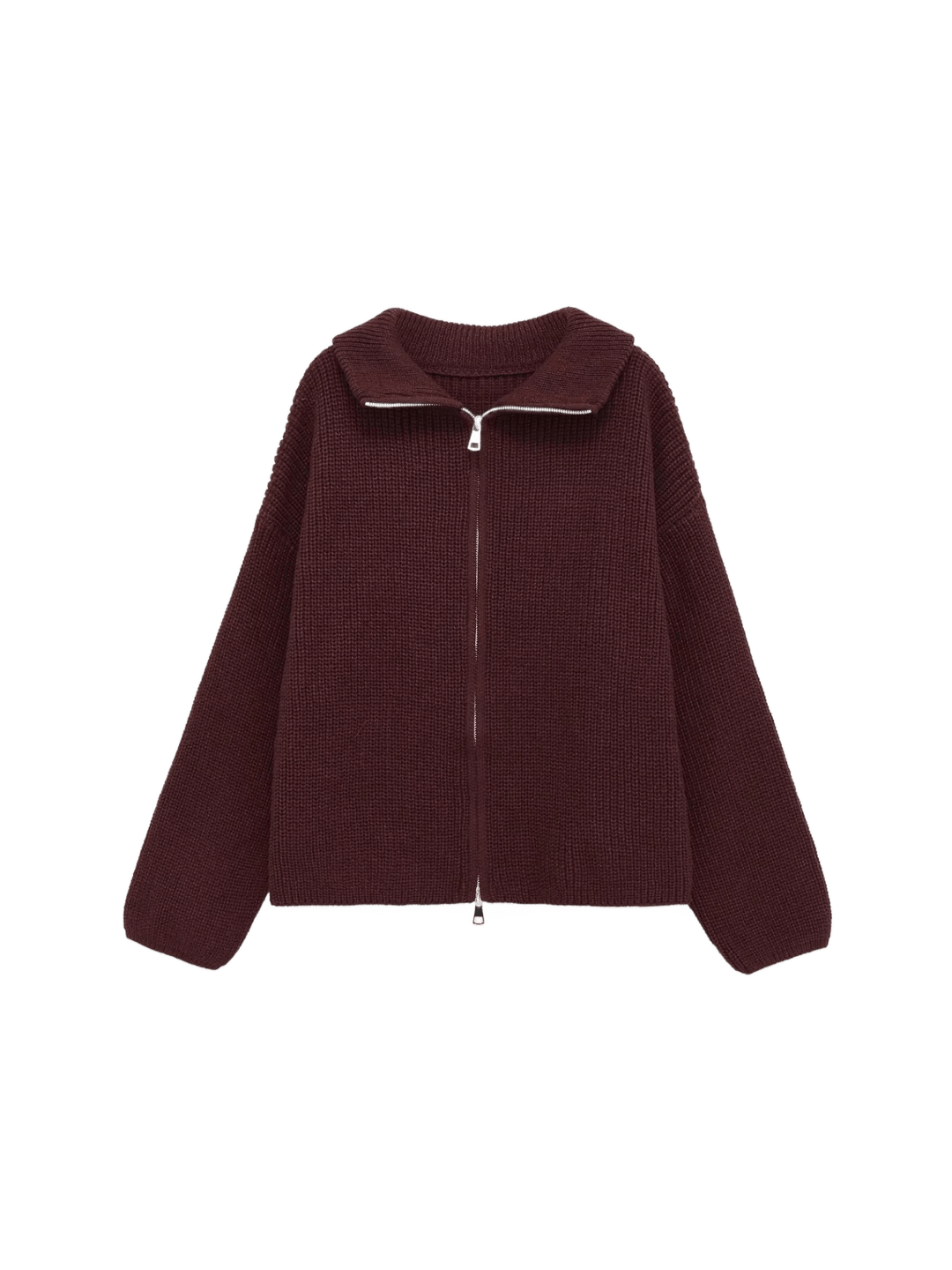 LENA – Oversized Knit-Mantel | Doppelkette & Streifen - ZAYVI