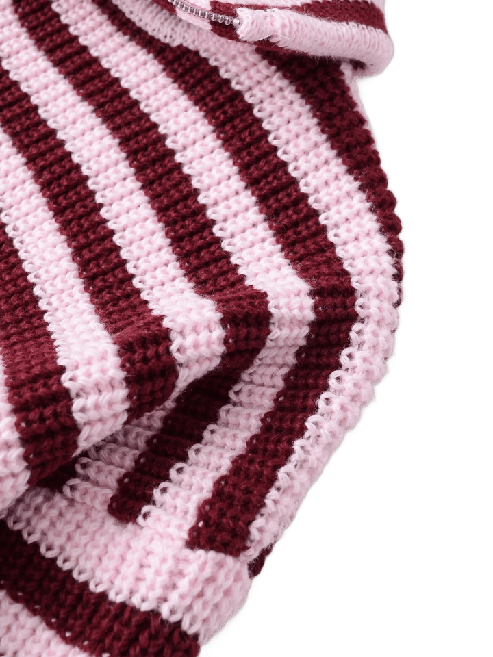 LENA – Oversized Knit-Mantel | Doppelkette & Streifen - ZAYVI