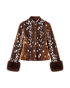 MIRAEE-UNIFORM-2026 | LÉOPARD – Leichte Damenjacke mit Leo-Print – 01 Brown – freigestellte Produktansicht auf weißem Hintergrund