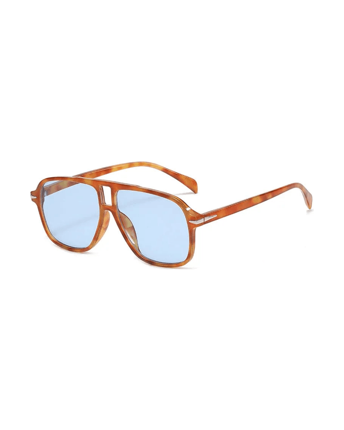 MIRAEE-UNIFORM-2026 | Leopard Pilot Sonnenbrille – Amber blue/As the picture – freigestellte Produktansicht auf weißem Hintergrund
