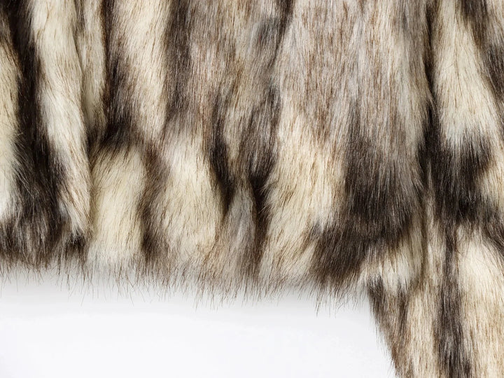 LUNA – Animal Print Kunstpelz-Stehkragenjacke - ZAYVI