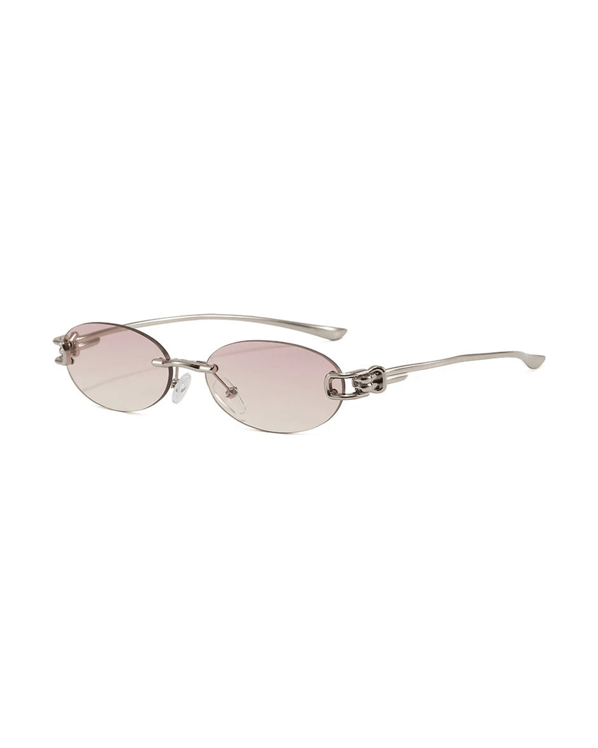 MIRAEE-UNIFORM-2026 | Luna Rimless Oval UV400 Sunglasses – Rosa – freigestellte Produktansicht auf weißem Hintergrund