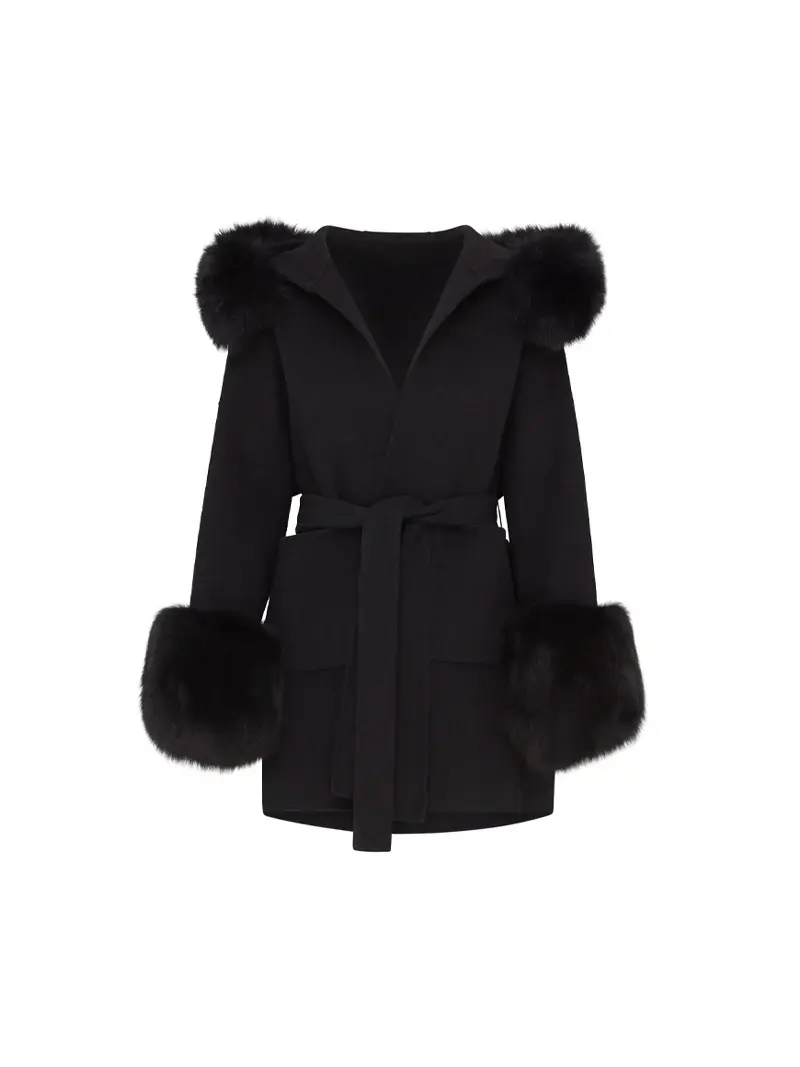 Luxurious fake fur coat with hood - Miraee Paris