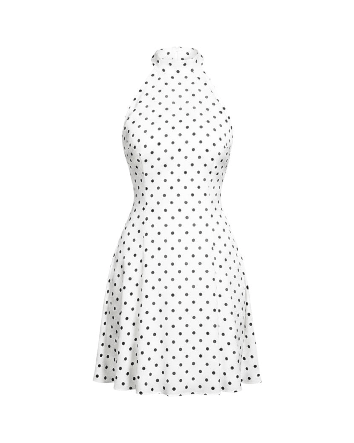 MIRAEE-UNIFORM-2026 | MARGAUX – Polka-Dot Minikleid Retro-Chic – weiß – freigestellte Produktansicht auf weißem Hintergrund