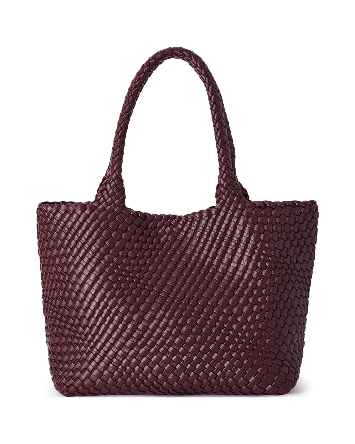 MIRAEE-UNIFORM-2026 | MAYA – Große Geflochtene Tote Bag aus Veganem Leder – Coffee – freigestellte Produktansicht auf weißem Hintergrund