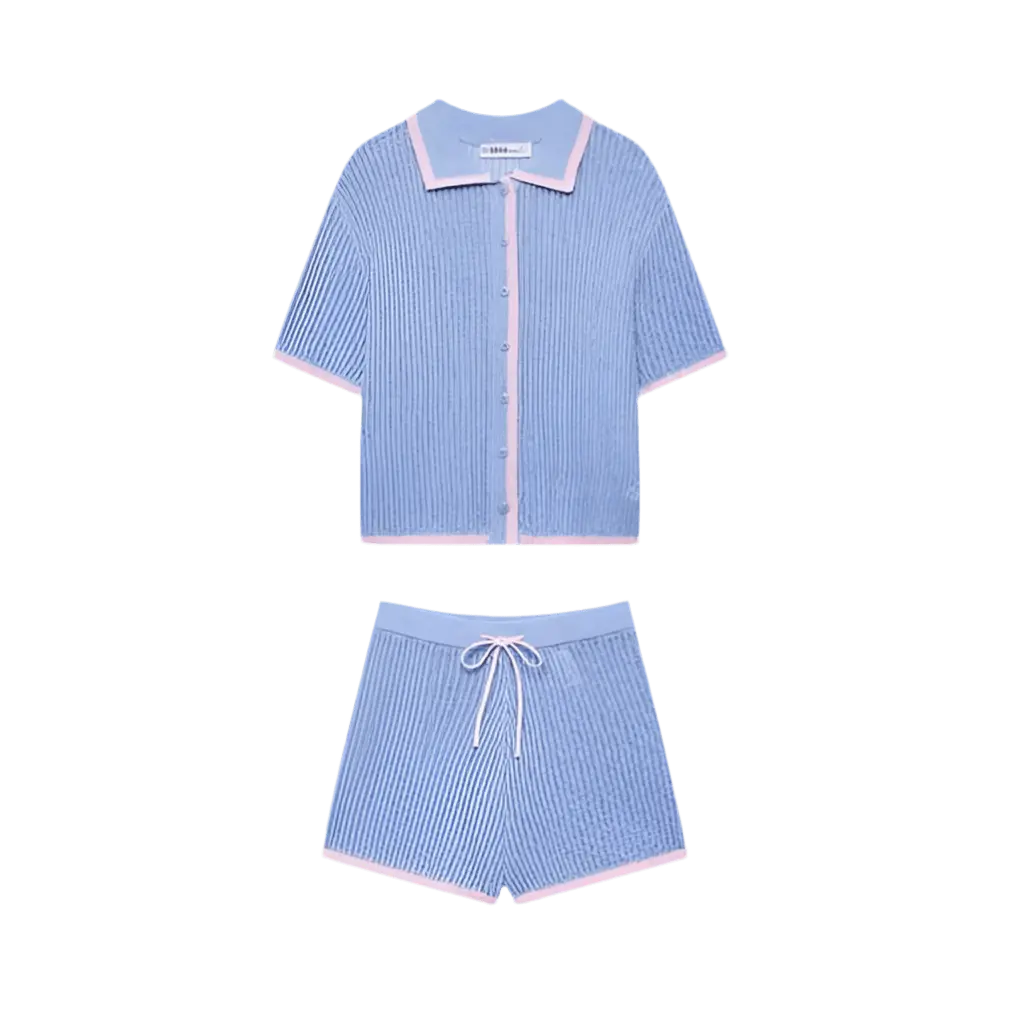 Summer Knit Set „Sky Pastel“ – 2-teiliges Strick-Set in Blau & Rosa.