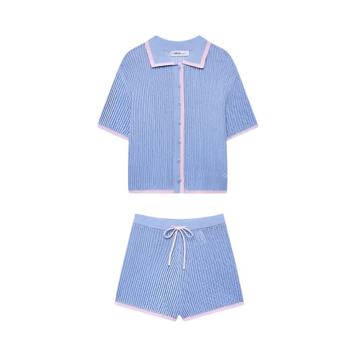 Summer Knit Set „Sky Pastel“ – 2-teiliges Strick-Set in Blau & Rosa.