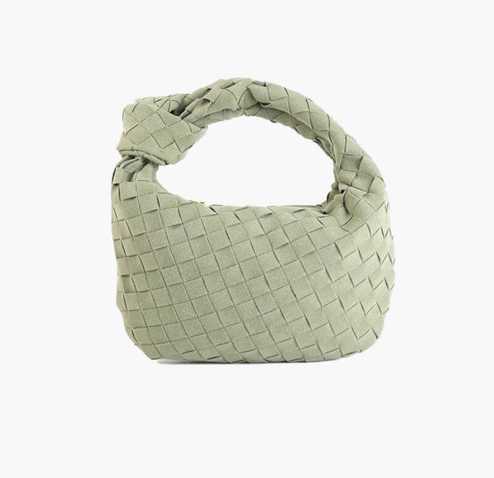 BELLA – Luxus Fashion Tasche in elegantem Grün mit geflochtenem Design für stilvolle Damenmode.