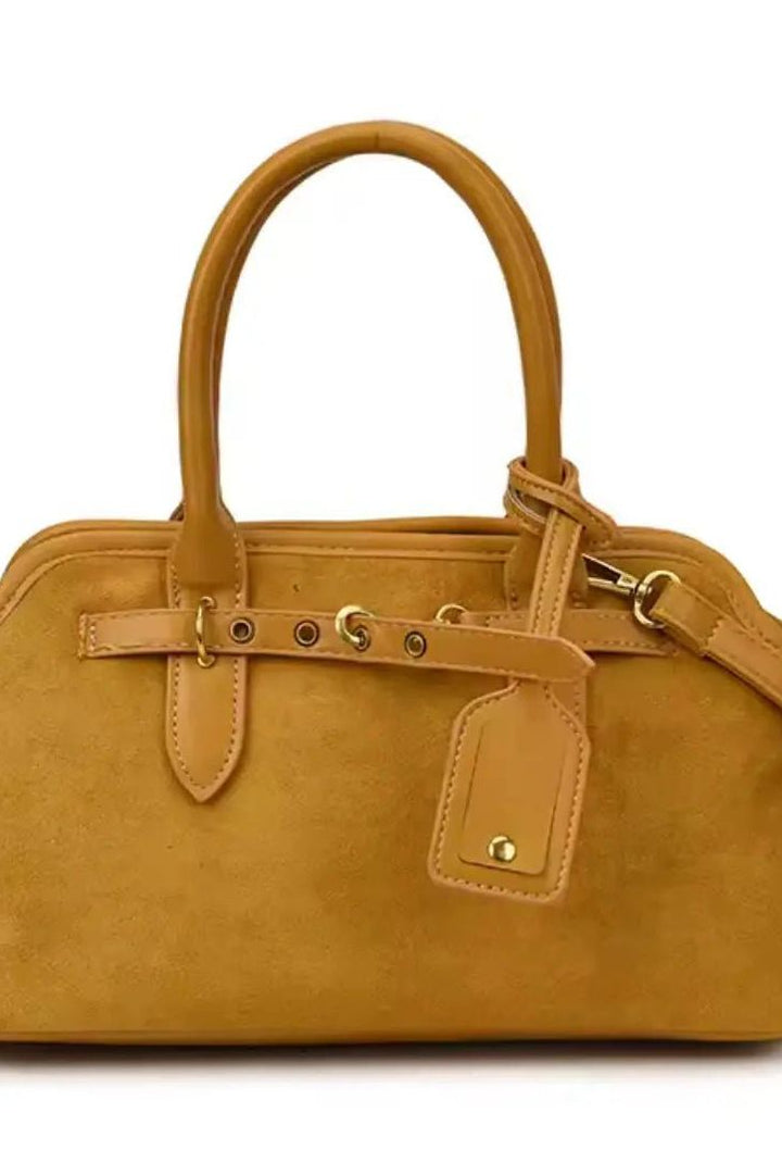 MILANO – Klassische Wildleder Damenhandtasche in elegantem Gelb, gefertigt aus hochwertigem Wildleder.