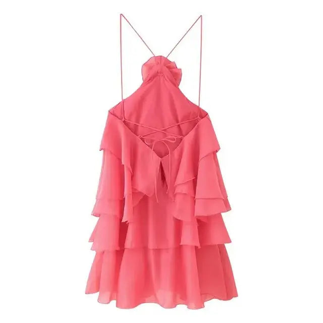 Miraée Paris – Rüschen-Layer-Kleid mit Spaghettiträgern.