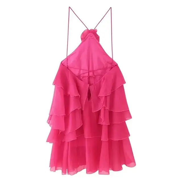 Miraée Paris – Rüschen-Layer-Kleid mit Spaghettiträgern.